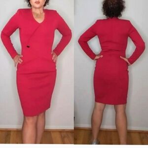 Outlander Vintage Wool Magenta Hot Pink Dress Small